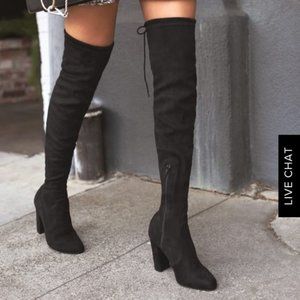 Black Suede Over-the-Knee Boots